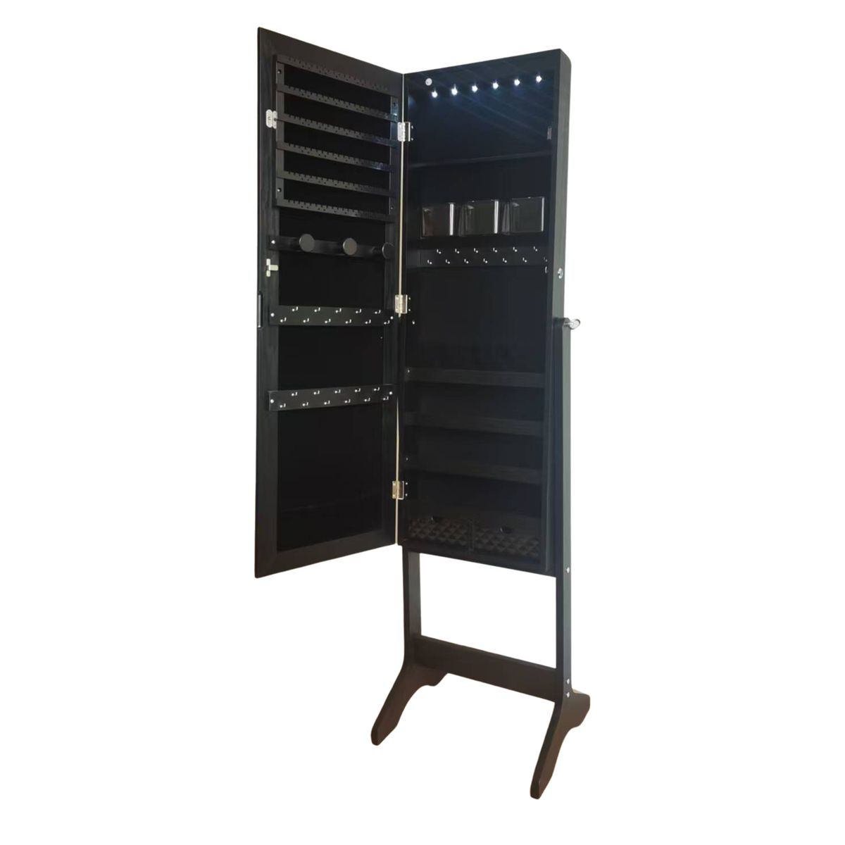 HOMEPOLA Elegant Jewellery Storage Cabinet with Full Length Mirror - Black