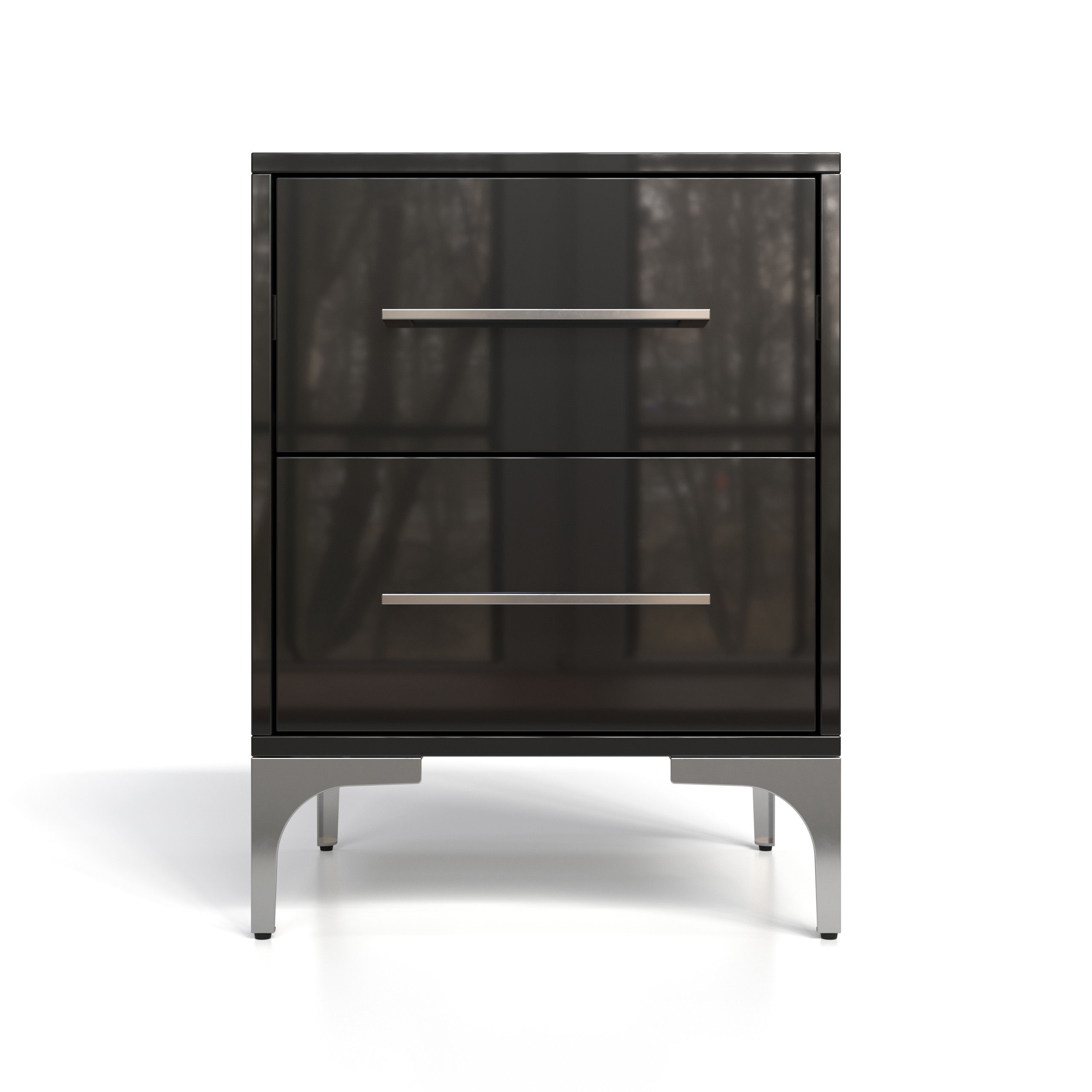 BAM! High Gloss Two Drawer Bedside Table - Black