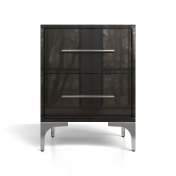 BAM! High Gloss Two Drawer Bedside Table - Black