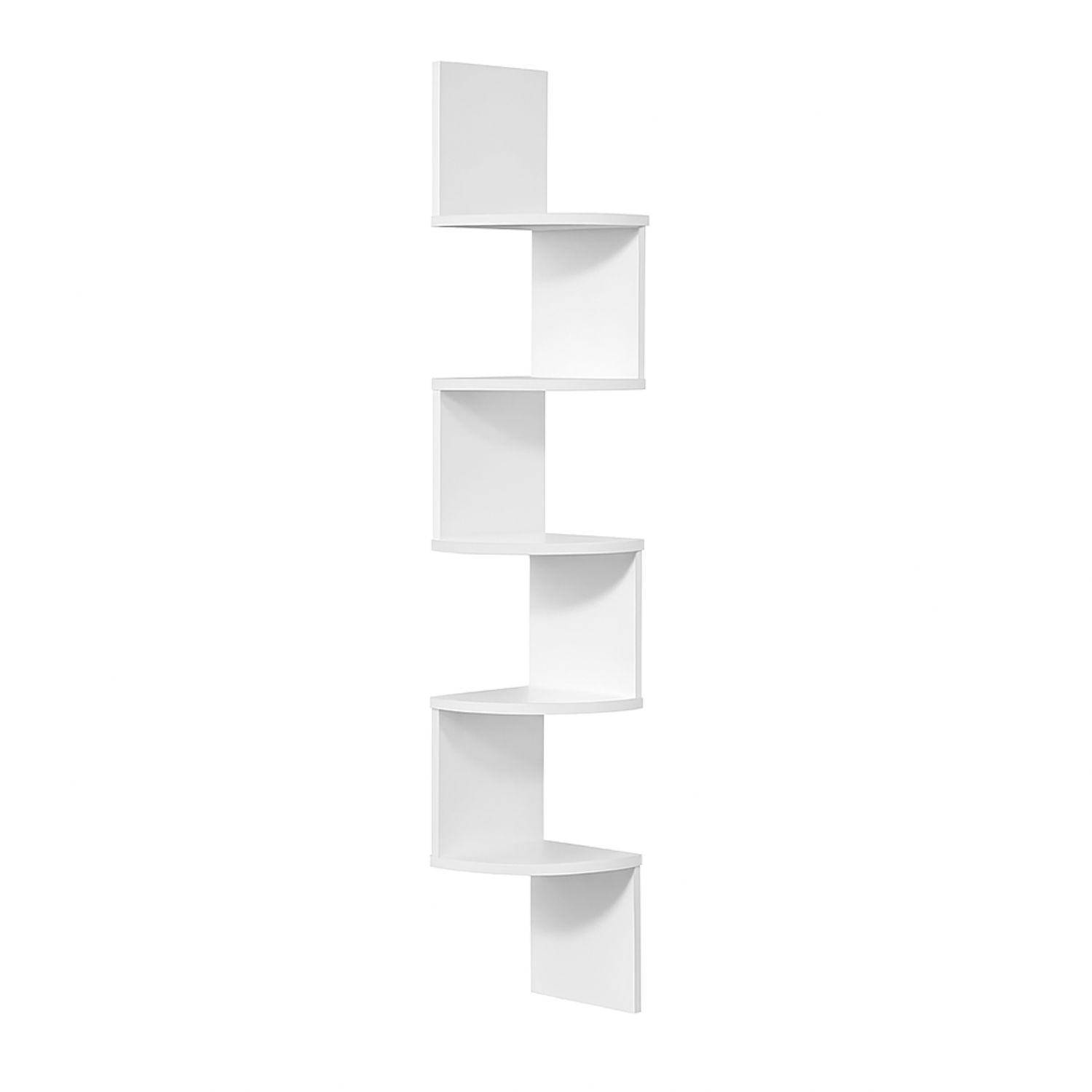 White Corner Wall Shelf - 5 Tier for Books and Decor