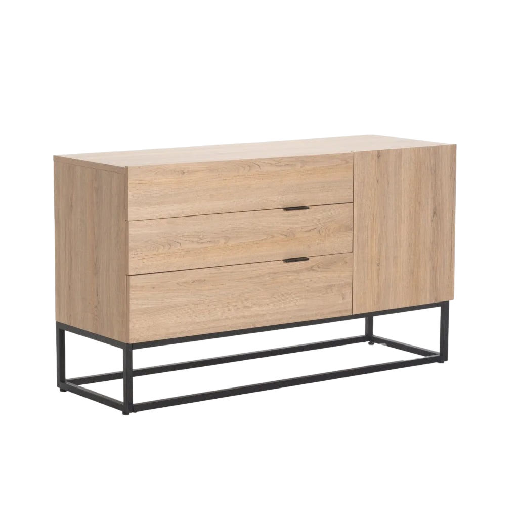 Vividitto - Azrael 3 Drawer 1 Door Sideboard - Oak