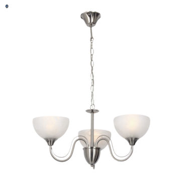 Satin Chrome Chandelier with Alabaster Glass