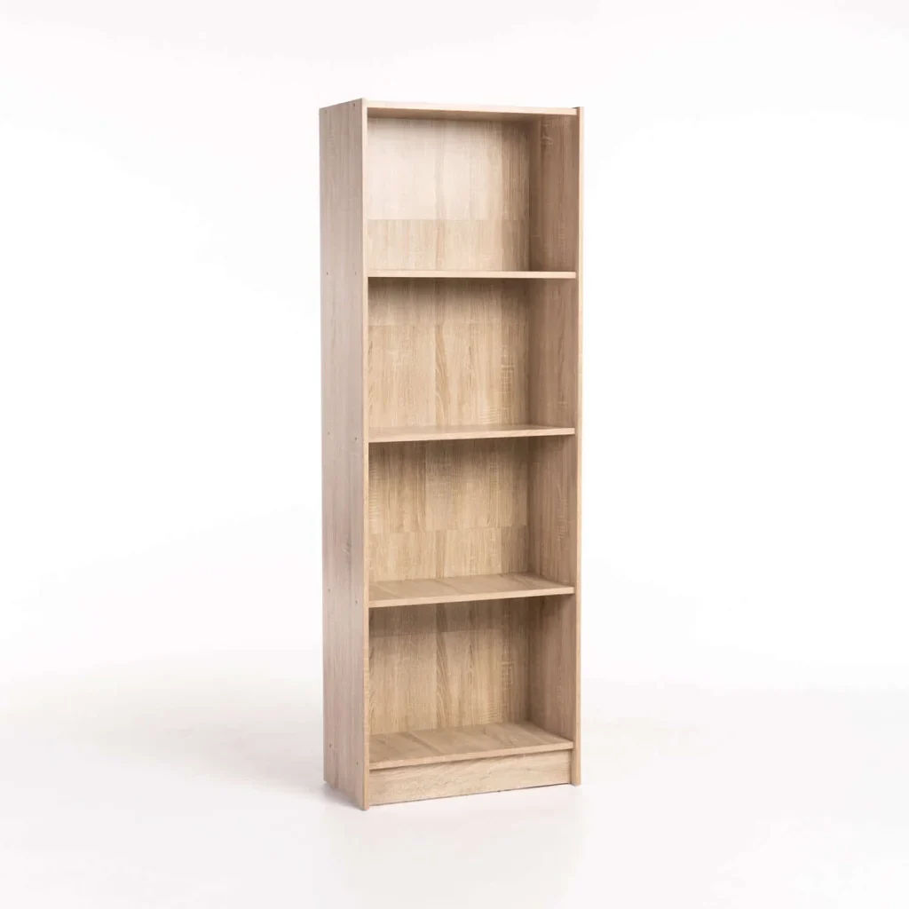 DELTA Bookcase BC04 Light Oak — 4-Tier Open Wooden Storage Shelf