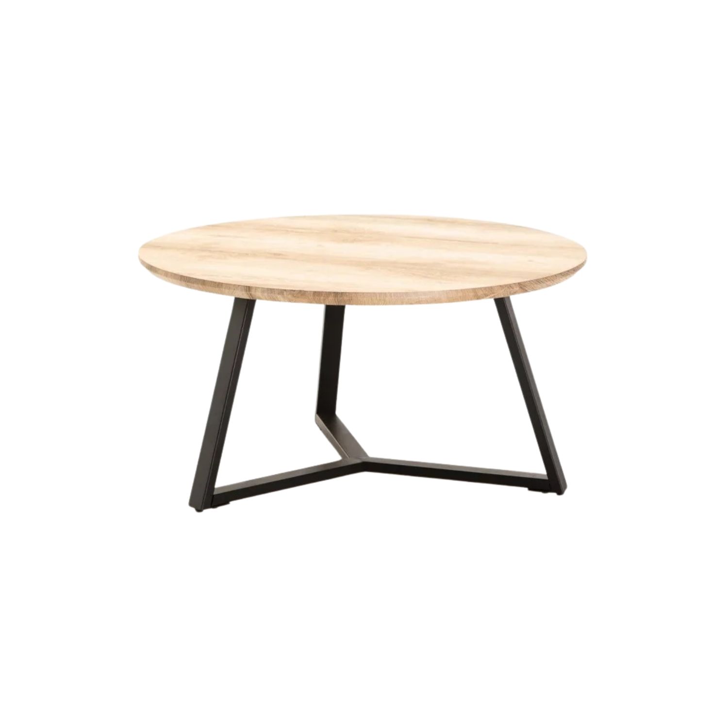 80cm Round Modern Coffee Table - Oak