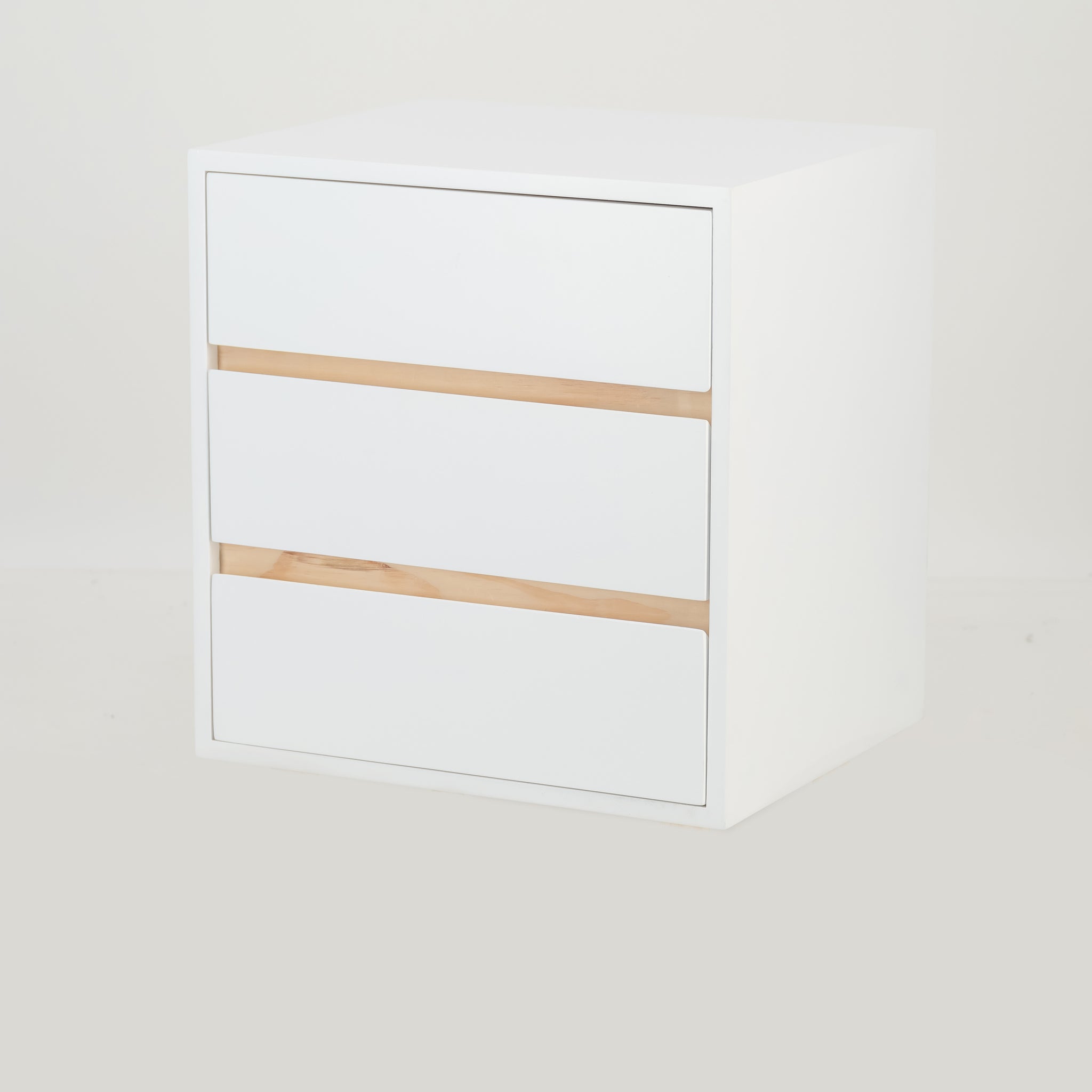Fihlo White Three Drawer Floating Side Table - White