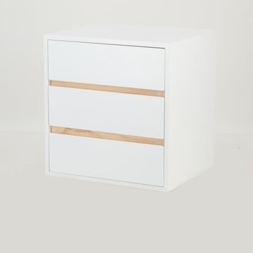 Fihlo White Three Drawer Floating Side Table - White