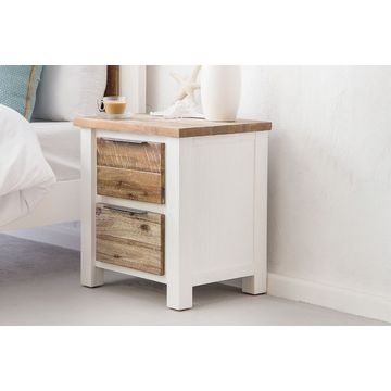 WALDORF PEDESTAL SOLID ACACIA WOOD COASTAL BEDSIDE TABLE