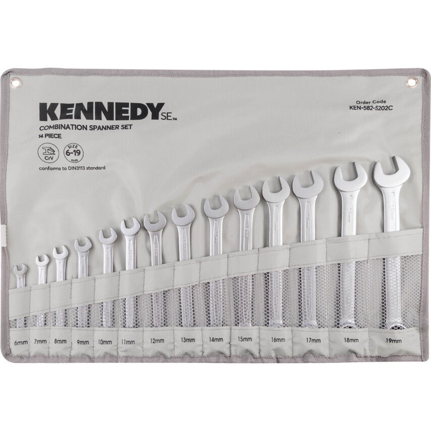 KENNEDY SE 6-19MM CV COMBINATION SPANNER SET 14PC