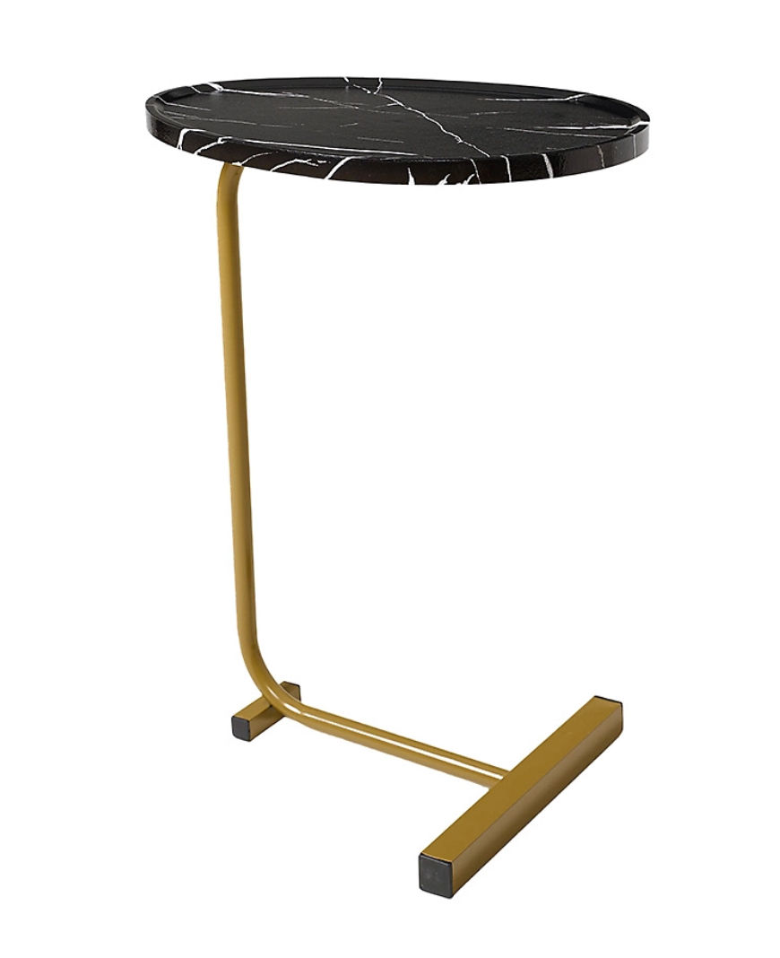 C-Shaped Side Table with Waterdrop Groove –BLK/GLD