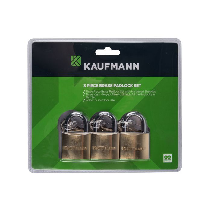 Kaufmann - Brass Lock Set 3 Piece 50mm