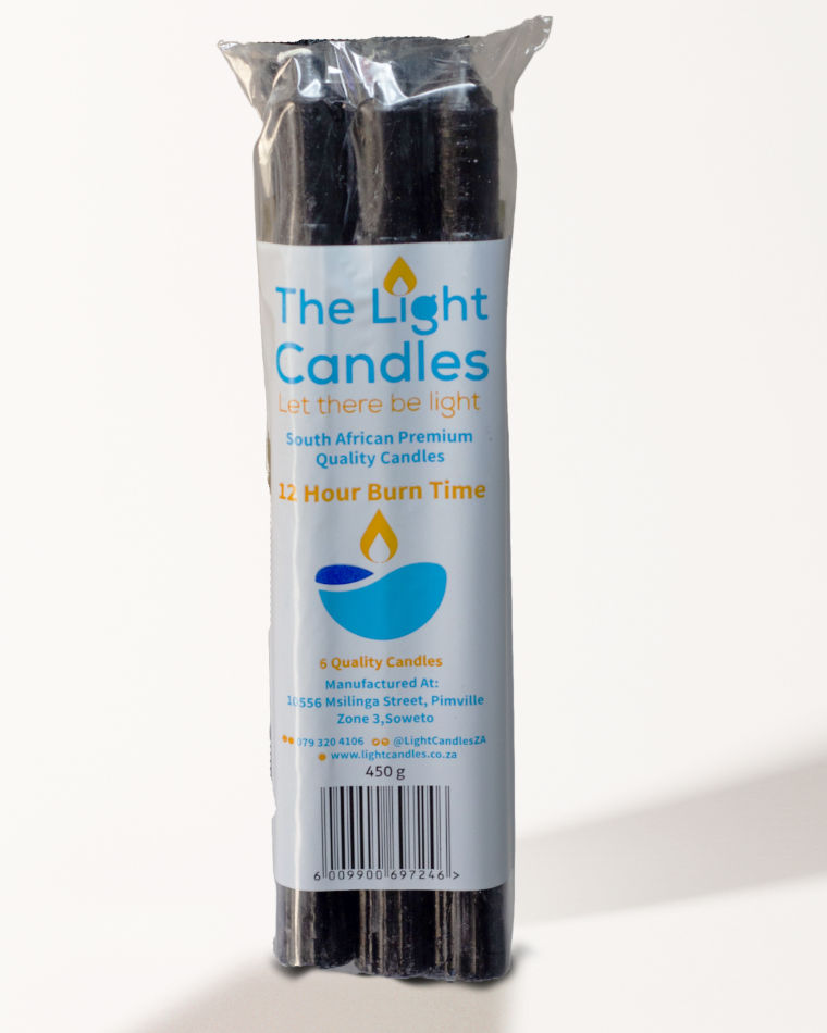 Black Candles (Household packet of 6 candles)