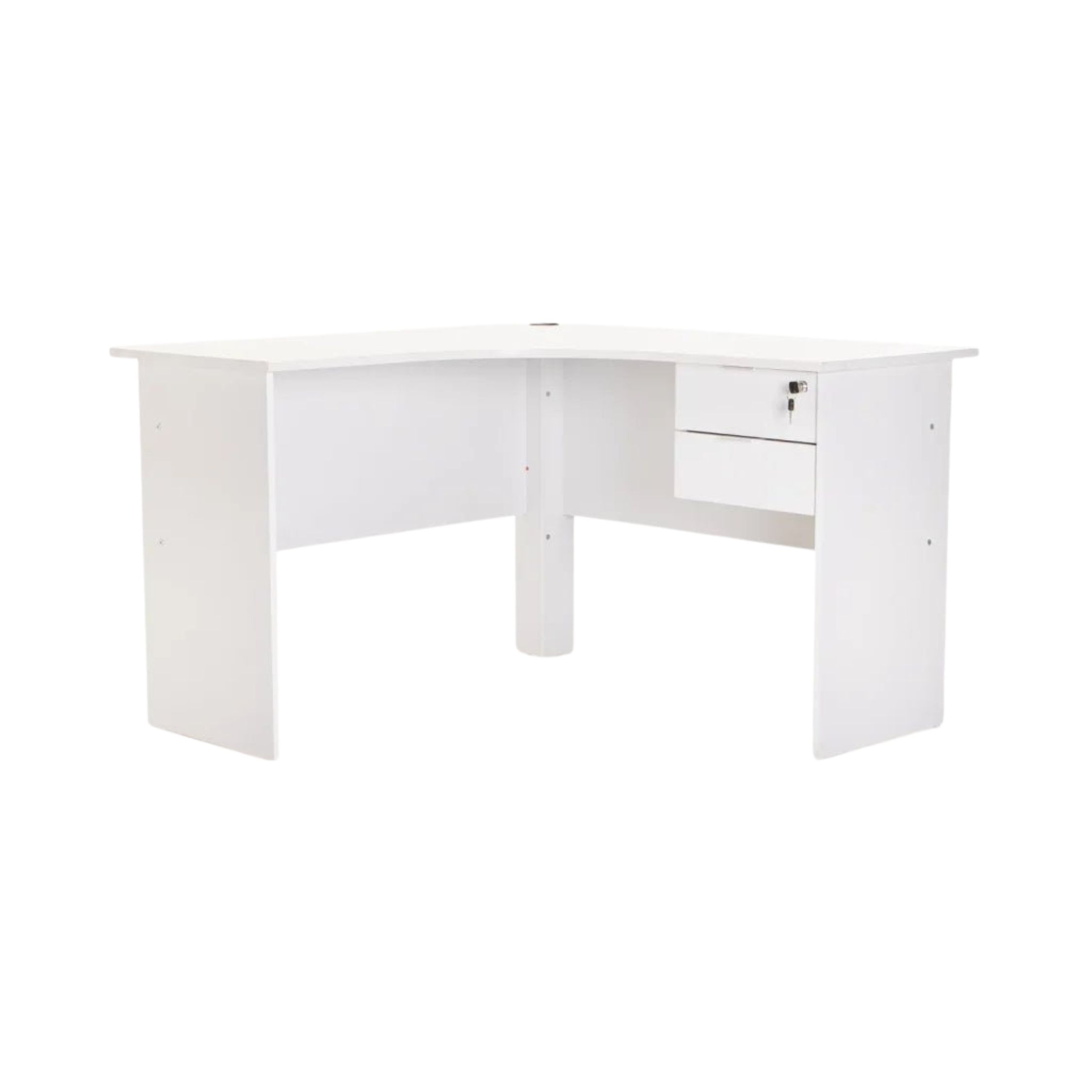 120cm Corner Office Desk with 2 Drawers - White