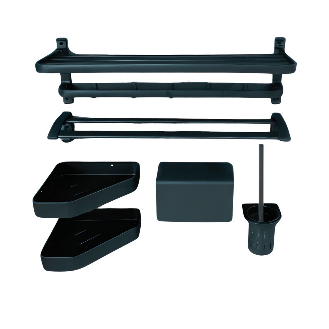 BATHROOM ACCESSORIES 5PC SET - GREEN