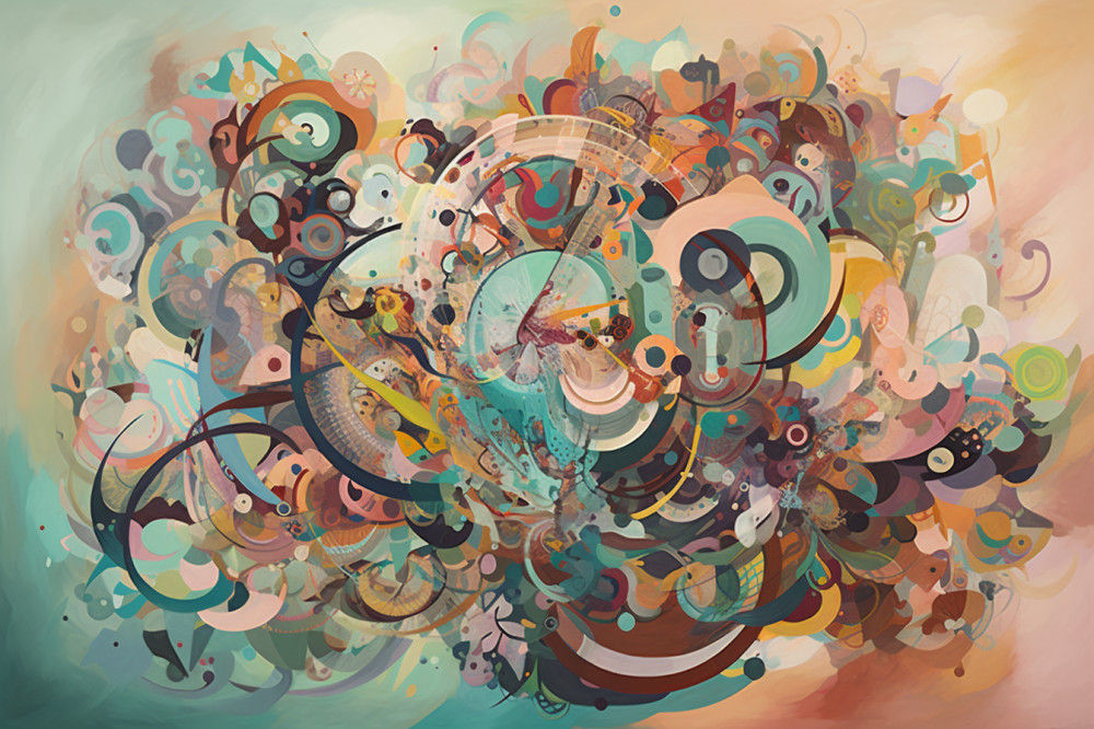 Canvas Wall Art - Swirling Shapes Dreamy Colors  - A1076 - [120 x 80 cm]