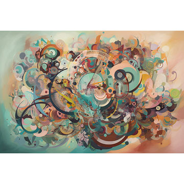 Canvas Wall Art - Swirling Shapes Dreamy Colors  - A1076 - [120 x 80 cm]