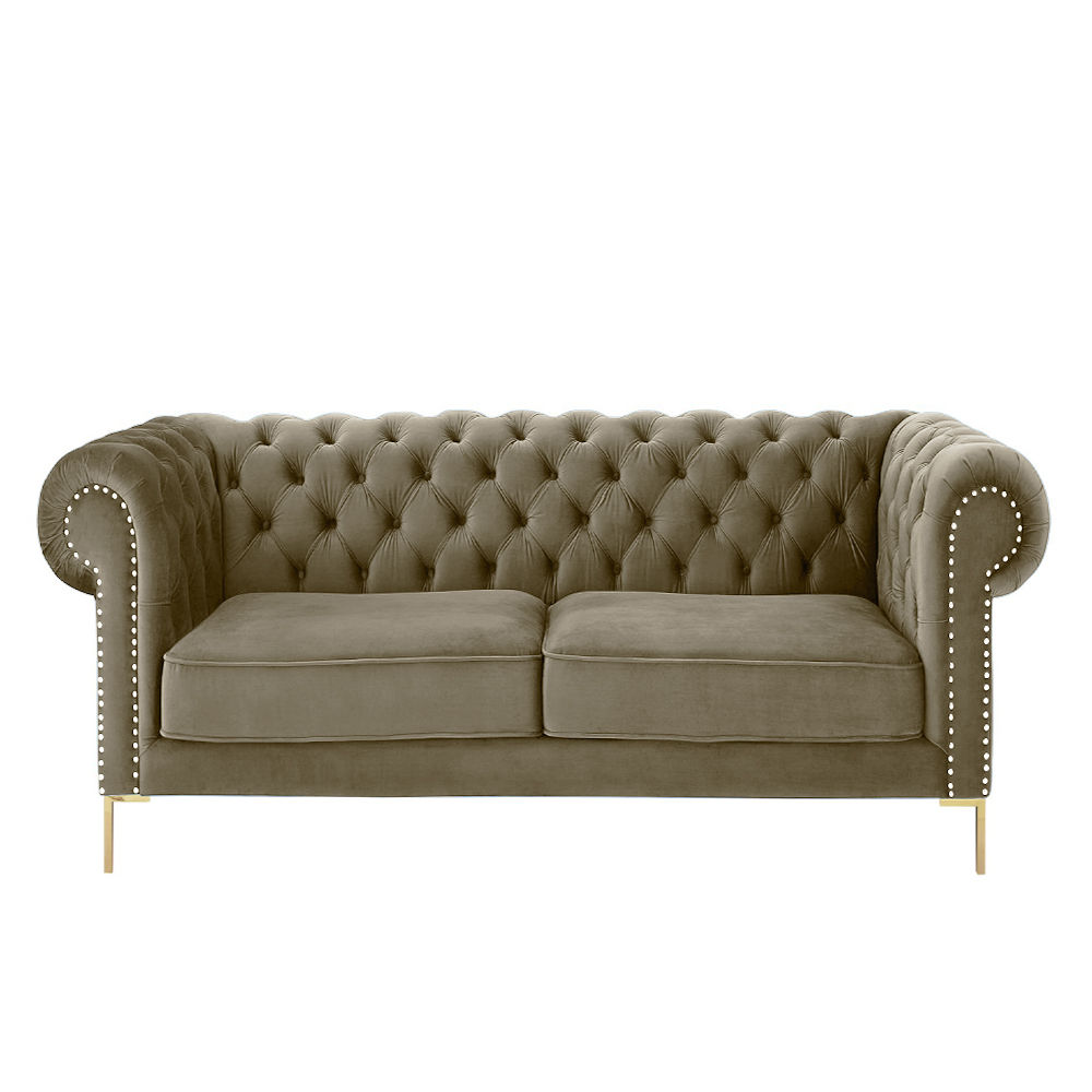 Odel Chesterfield Two Seater Sofa-Emerald Green