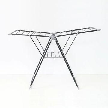 Woodly Clothes Horse, Laundry Dryer, Foldable, Black (60.5cmx160cmx110)