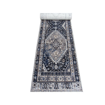 BK Carpets & Rugs   – Vintage Inspired Heriz Runner – Blue , Grey & Beige - 80cm x 5m