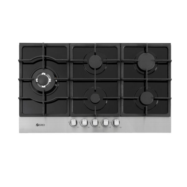 Zero 5 Burner Glass & Stainless Steel Top Gas Hob