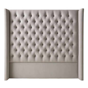 Nto Double Headboard - Diamond button - with wing - Light Grey