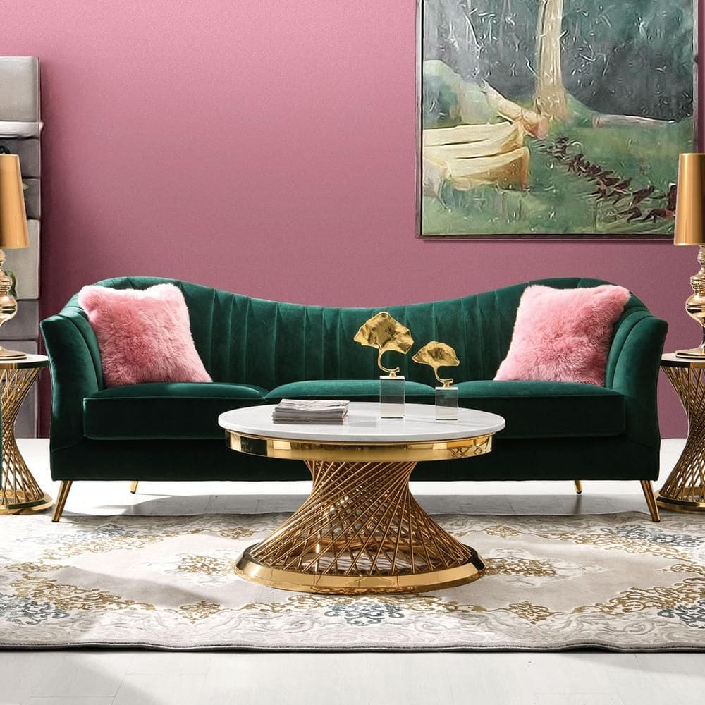 Fio Furniture Velvet Symmetrical mint Green couch Set
