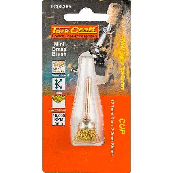 Mini Brass Brush 12.7Mm Cup 3.2Mm Shank
