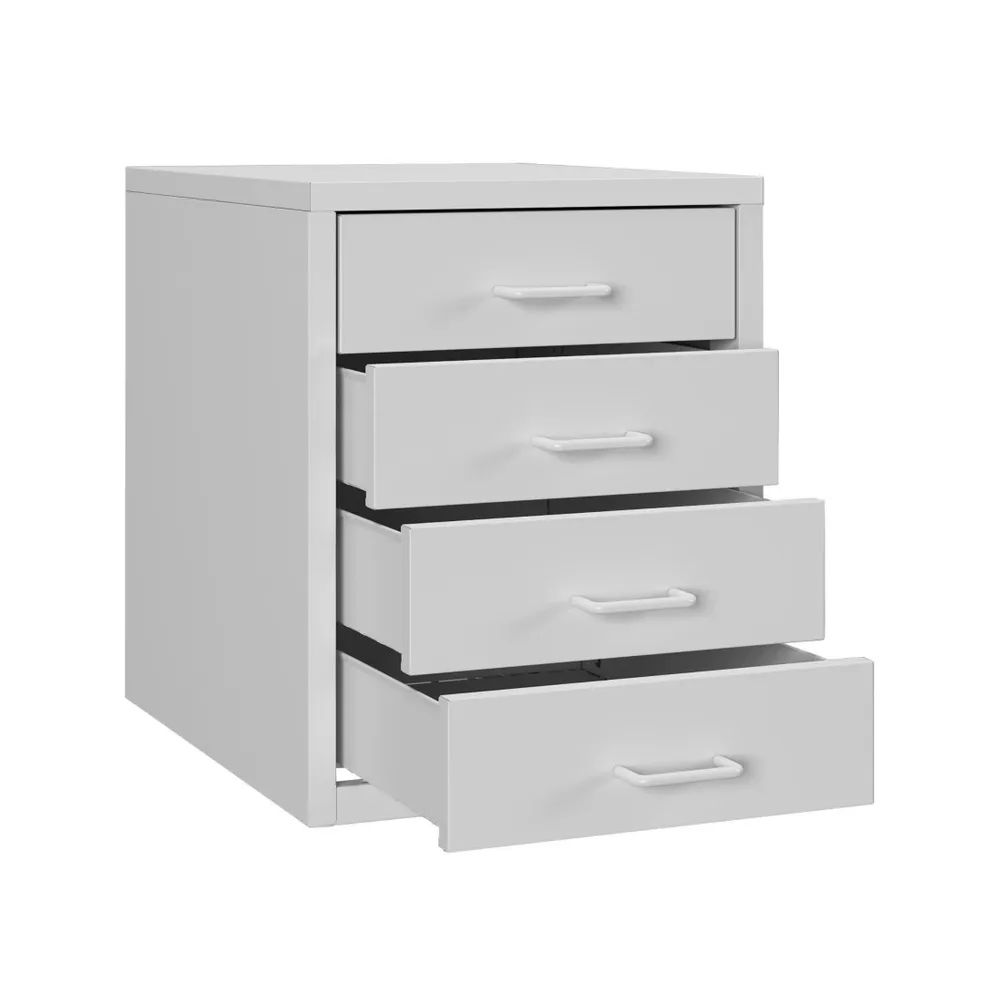 Steel Desk Organizer 4 Drawer Desktop Storage Cabinet - White