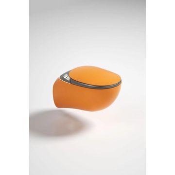 Aura-Sleek Smart Wall-Hung Commode- Orange