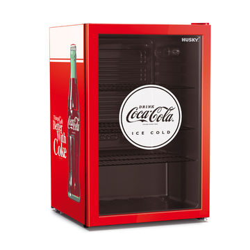 HUSKY - 130L UNDER-COUNTER BEVERAGE COOLER - GLASS DOOR - COCA COLA - RED