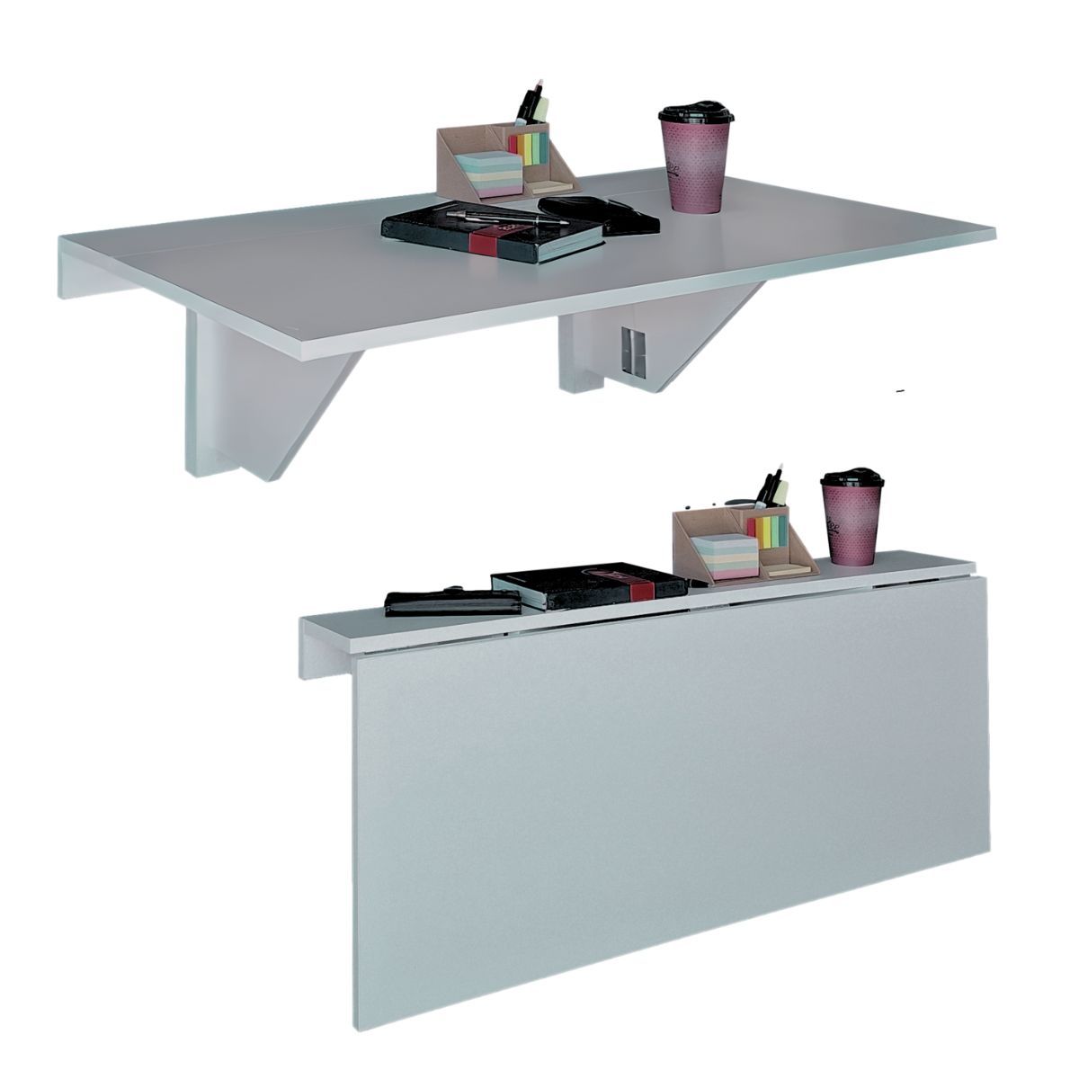 SpaceSave Smartfold Wall-Mounted Drop Leaf Table 100x53cm - Grey Whisper