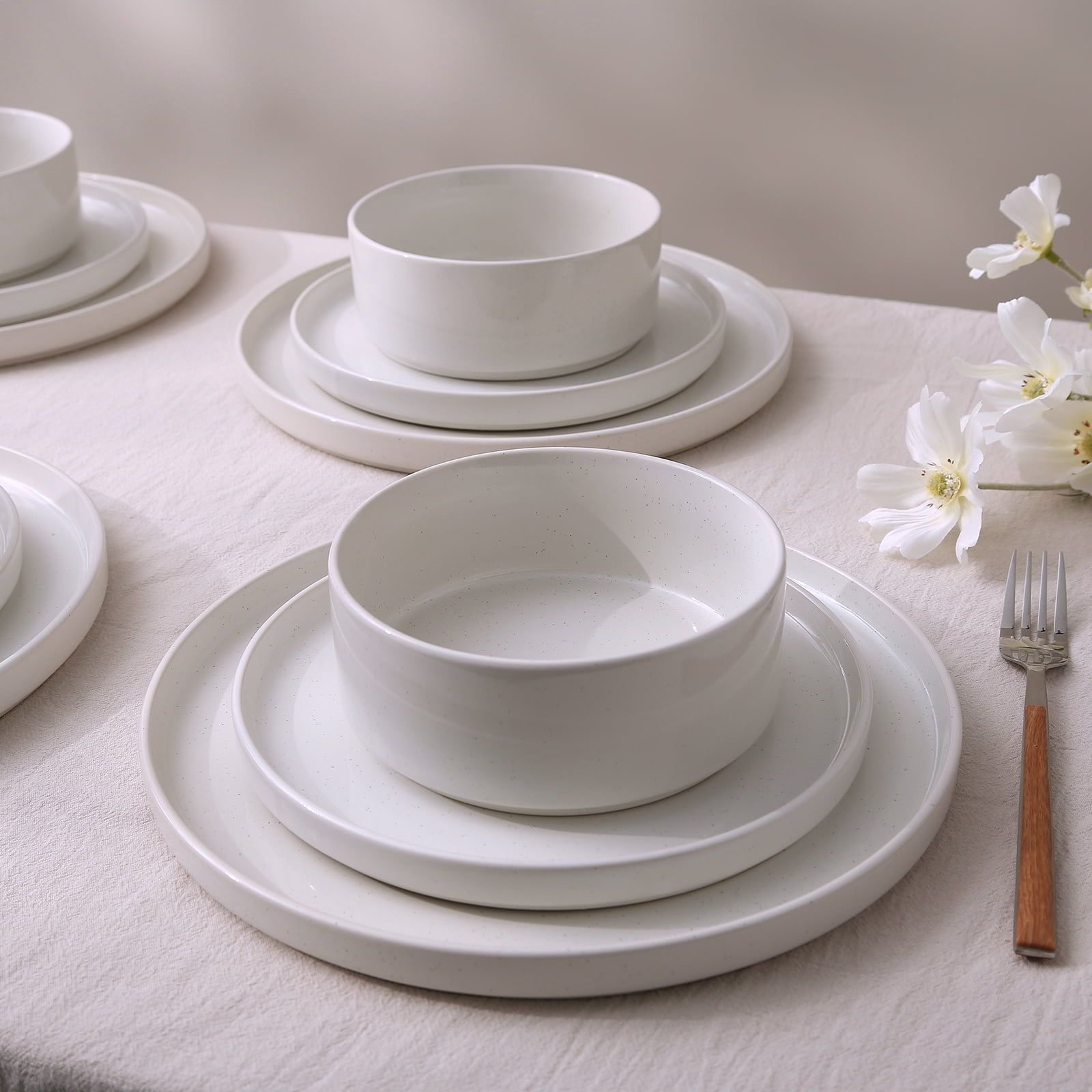 12 Piece Khaya White Dinner Set