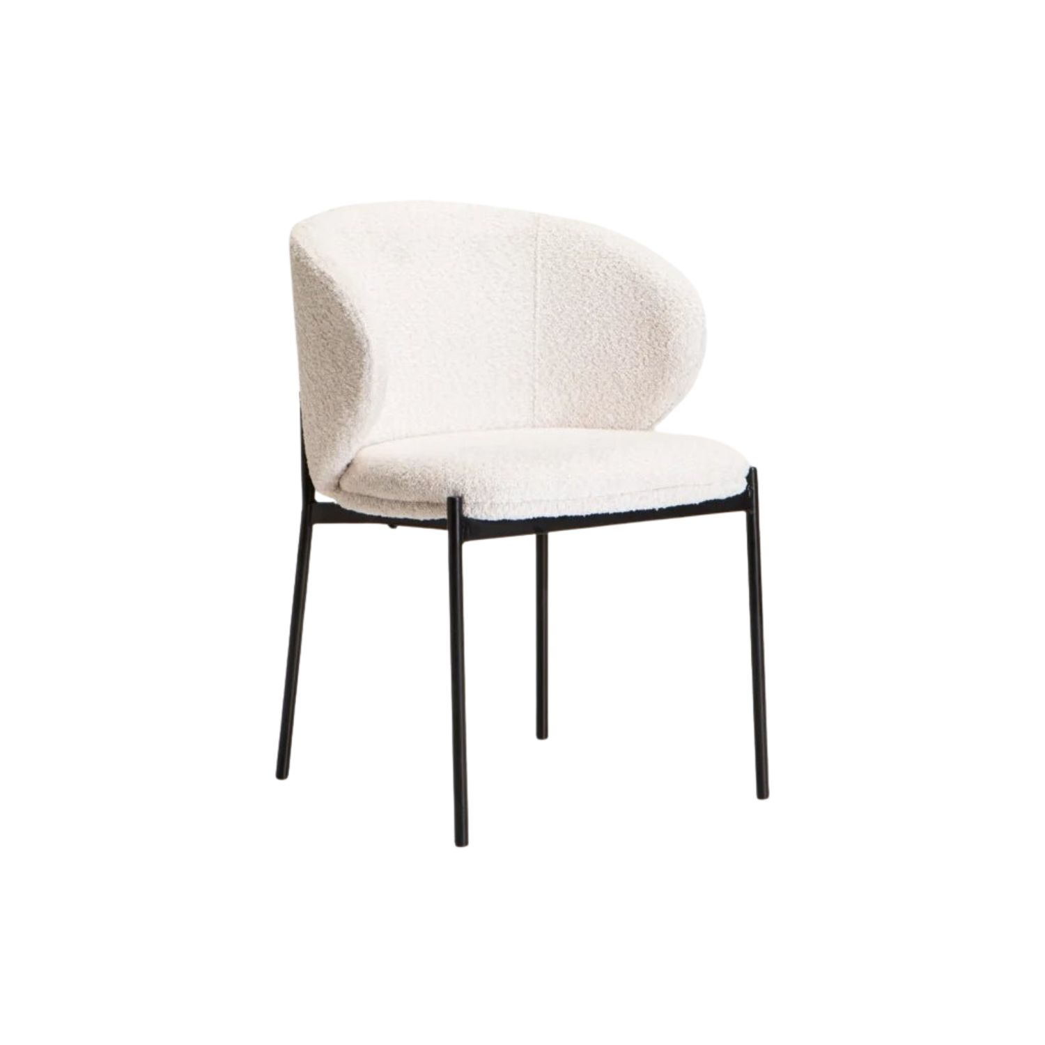 Curved Fabric Dining Chair - Cream