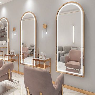 Madiega Furniture - Arched Gold‑Framed LED Wall Mirror (170  60 cm)