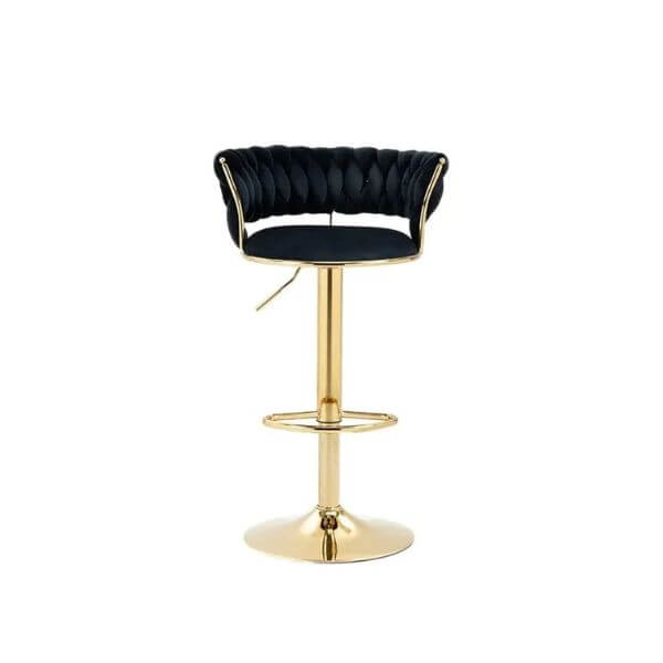 Velvet Swivel Luxury Bar Stool - Black