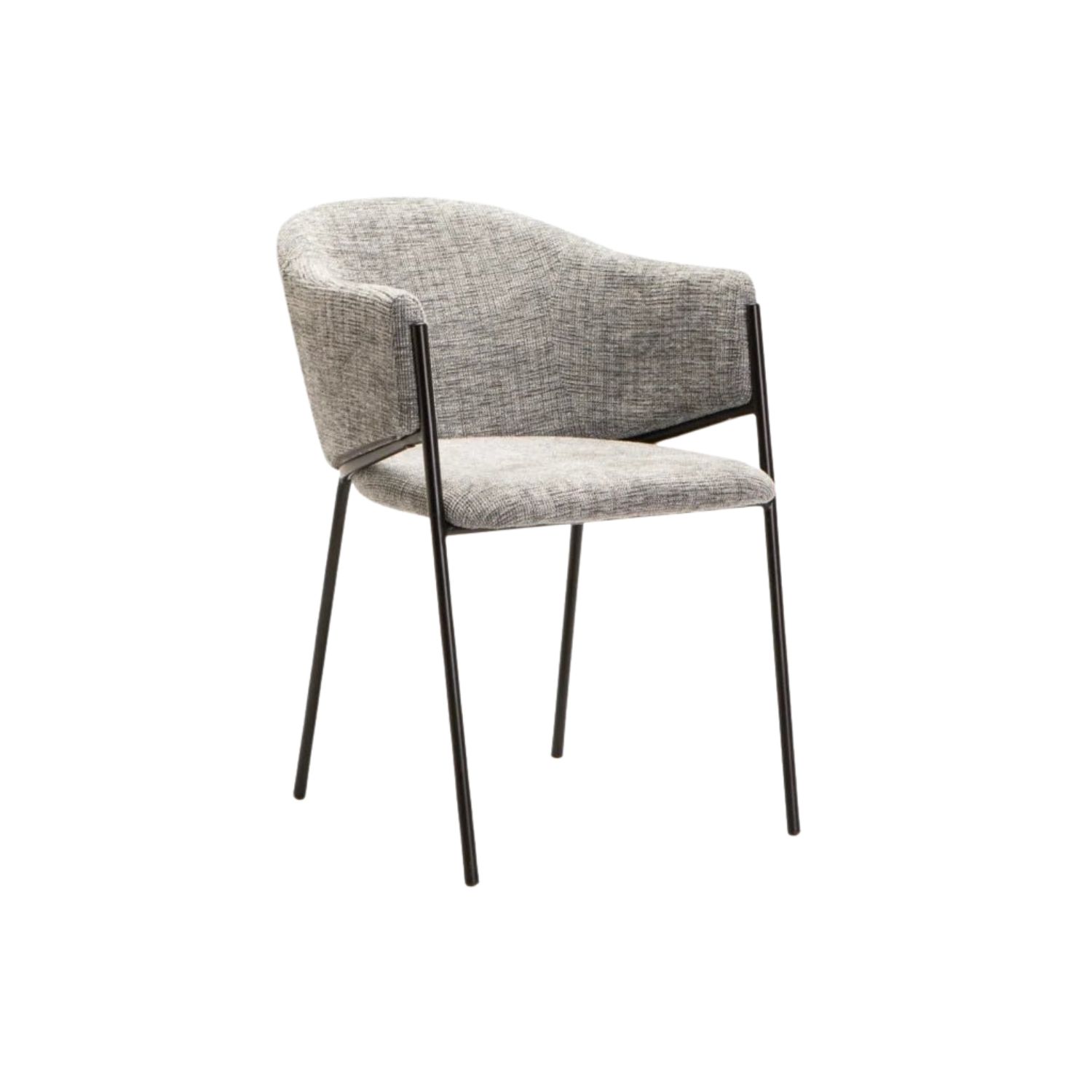 Textured Fabric Padded Dining Chair - Grey