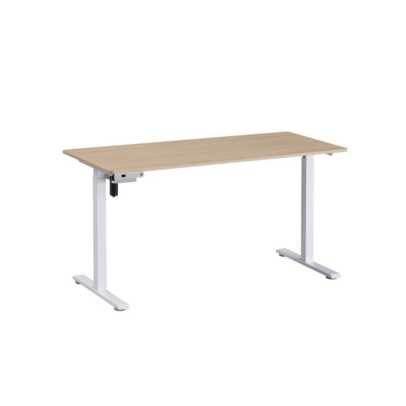 Premium Apex 1.4 Standing / Height Adjustable Desk - White and Light Oak