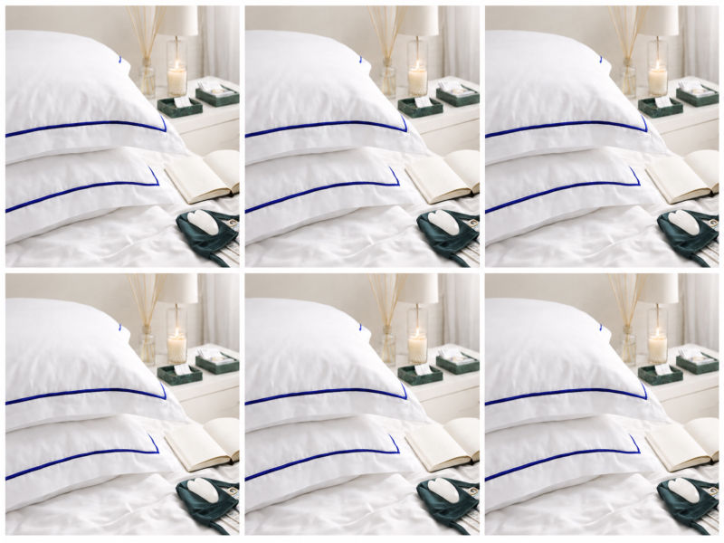 Premium Collection Soft Touch - Oxford Royal Lilac Satin Stitch Pillow Cover Set - Standard - (6 Sets)