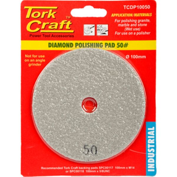 100Mm Diamond Wet Polishing Pad 50 Grit Grey