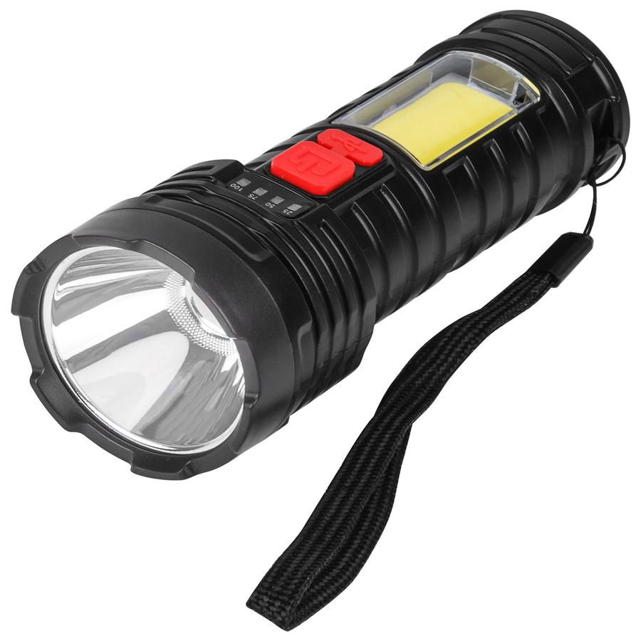Portable 3W3W LED Flashlight with USB Recharge & Li-ion Battery - 4 Pack