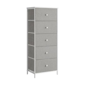 Songmics Chest of Drawers Storage with 5 Fabric Drawers, Light Grey