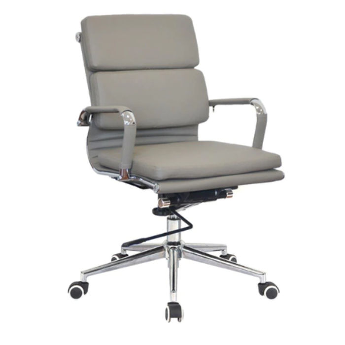 Office Chair - Swivel PU Leather - Grey