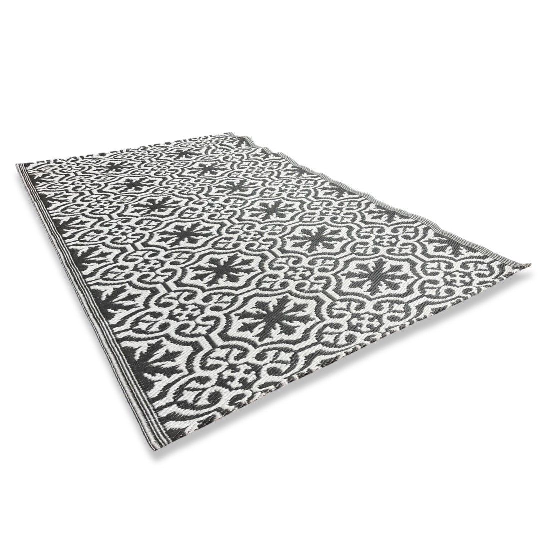Rug It Up Indoor & Outdoor Plastic Waterproof Reversible Rug - Dark Grey Clover 2 x 1.2m