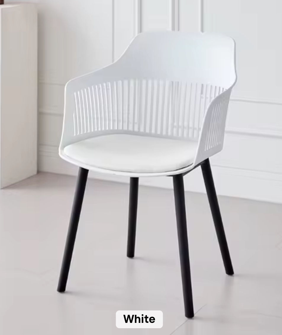 Modern Nordic PP Dining Chair with Backrest- WHITE