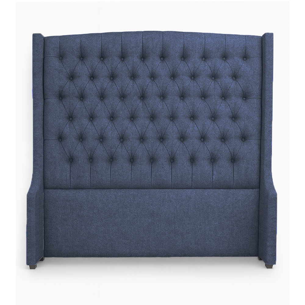 Reya Buttoned Wing Headboard-Queen- Royal Blue