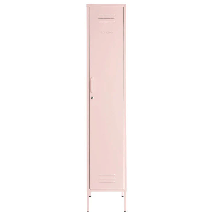 Steel Single Door Skinny Wardrobe Storage Cabinet Cupboard Locker -  Peach Pink