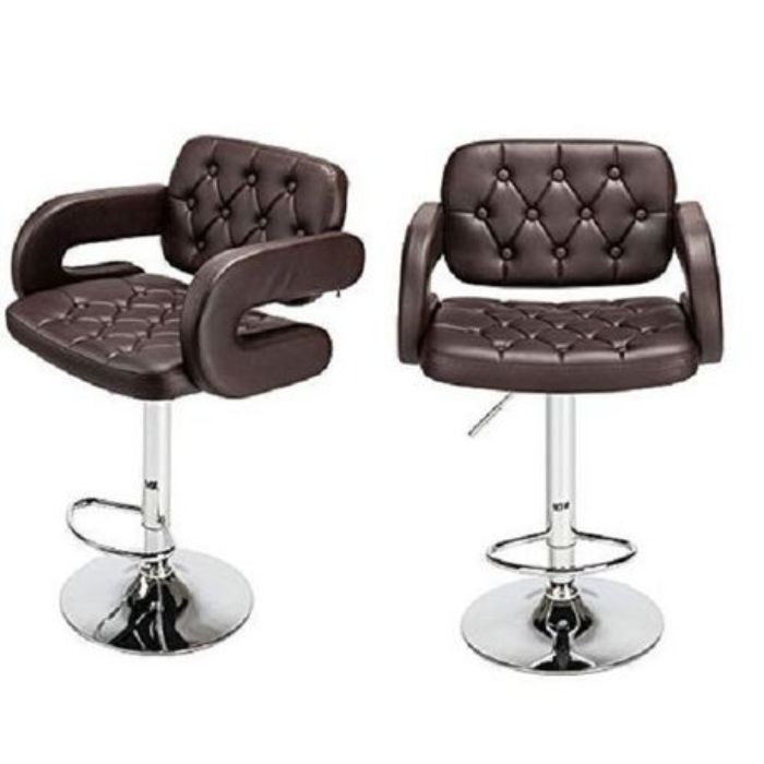MAK Faux Leather Luxury Barstools with armrests - set of 2 - Brown