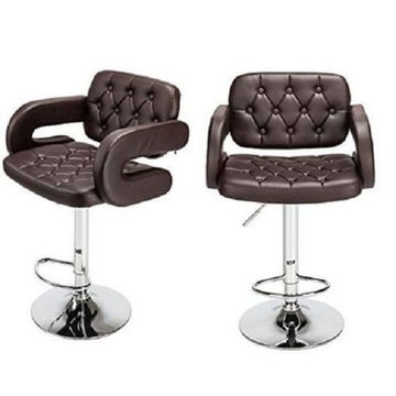 MAK Faux Leather Luxury Barstools with armrests - set of 2 - Brown