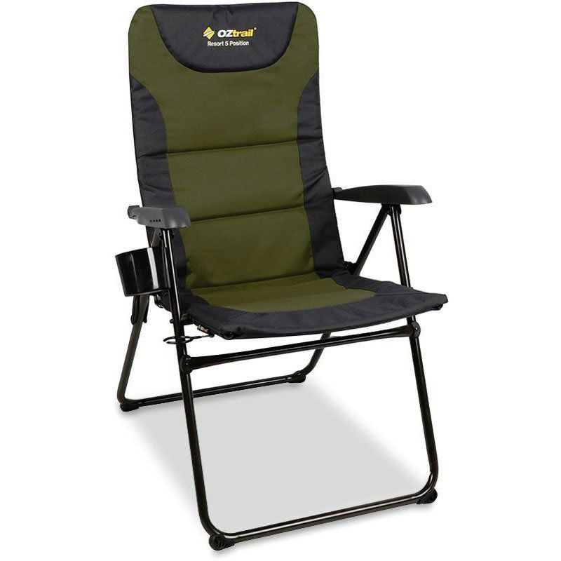 OZtrail Resort 5 Position Camping Arm Chair Navy 150kg
