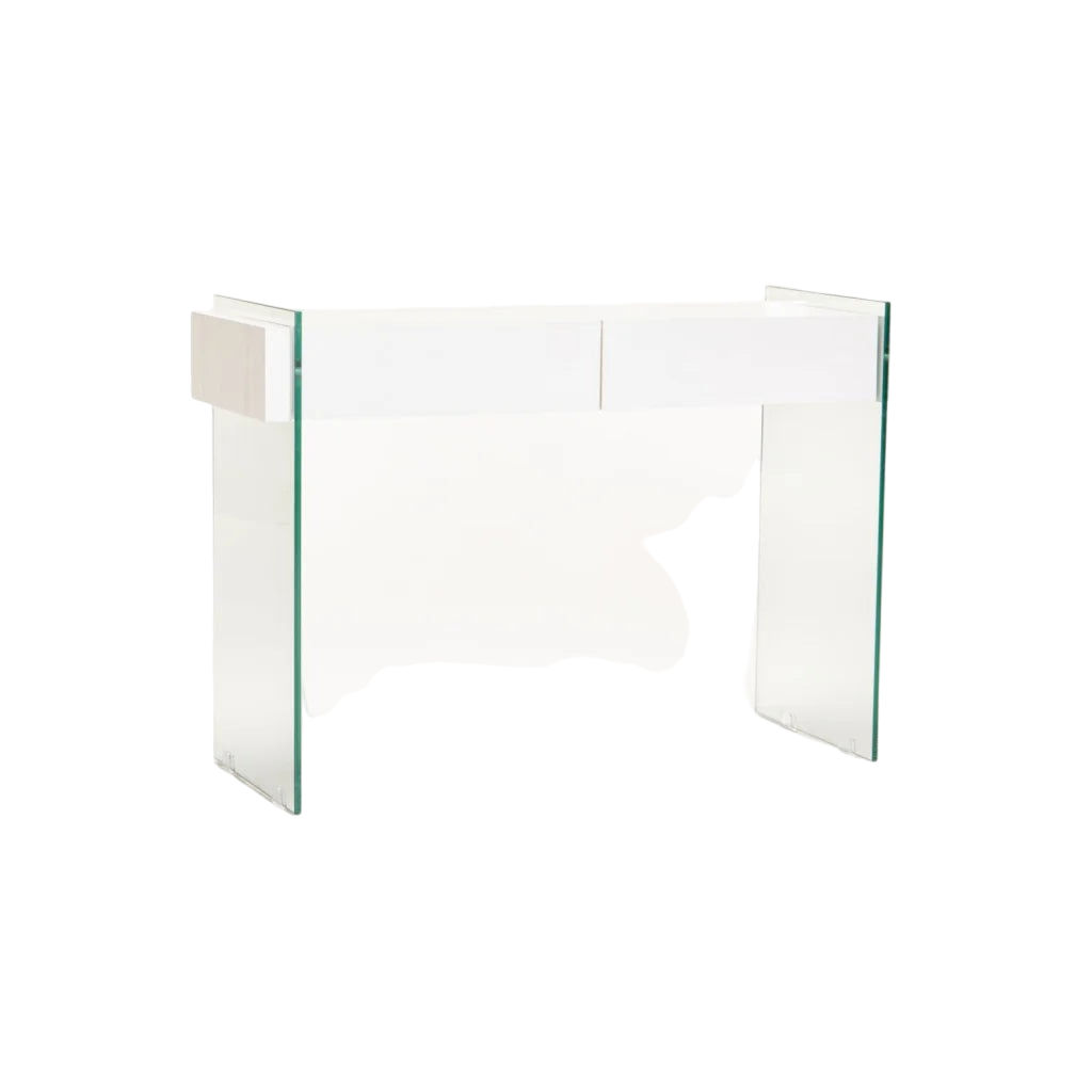 Vividitto - Juju Glass Console With Drawers - White