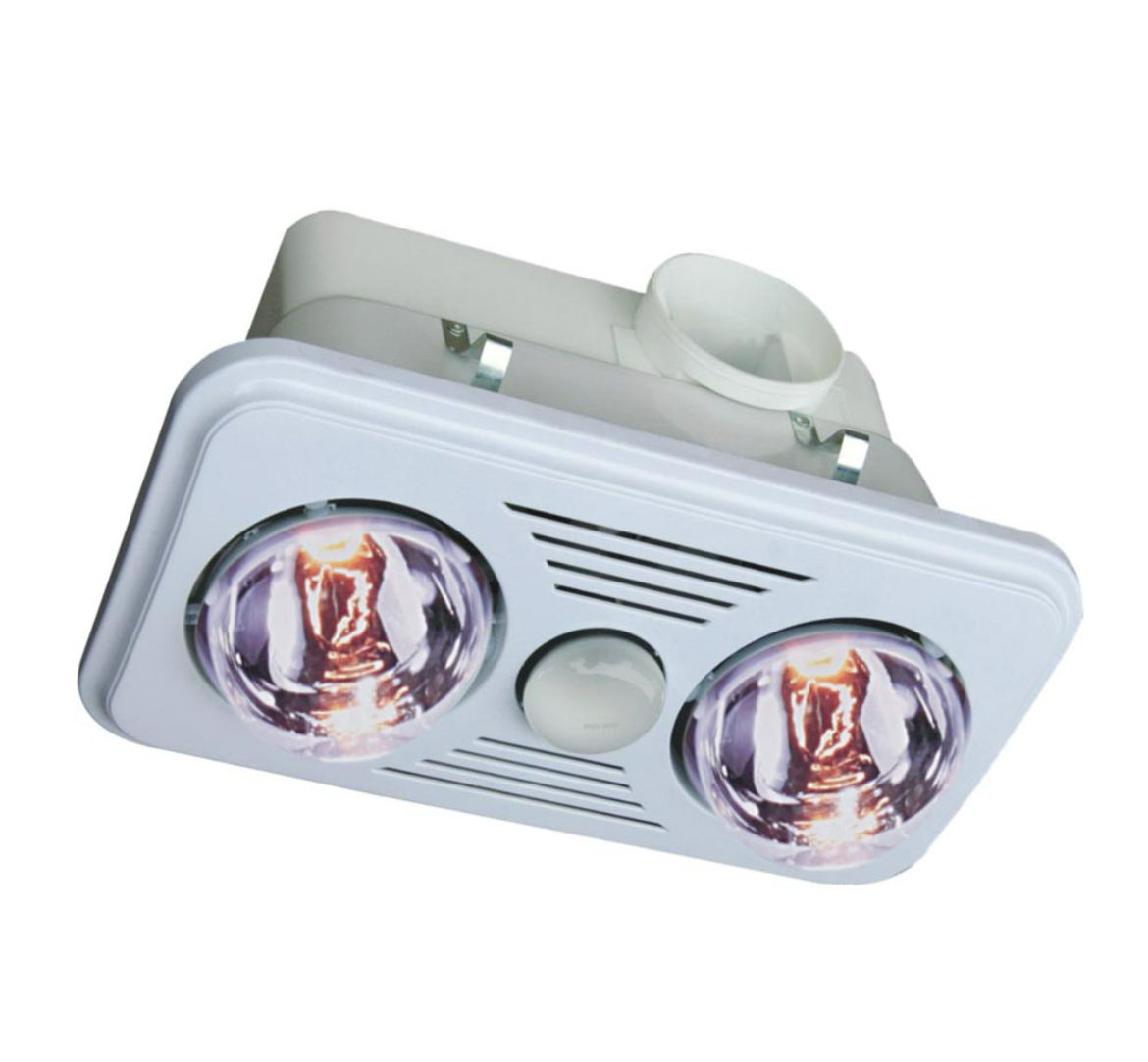 WACO - Bathroom Heater / 2 Light Square Ceiling Bathroom Heater